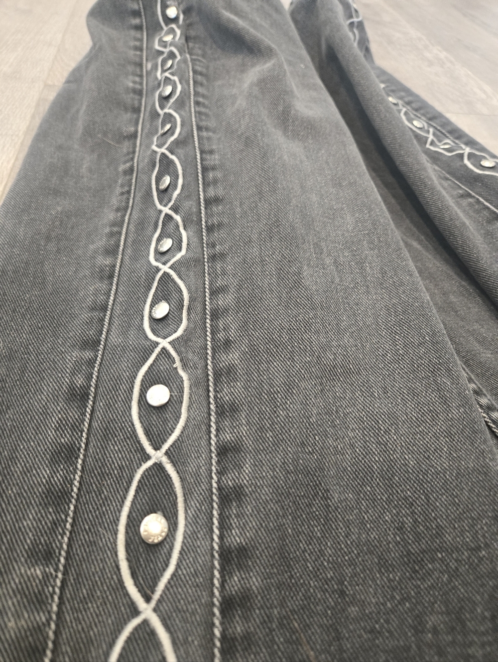 Vintage Lawman Jeans Black Cowgirl Jeans Studs Embroidery Western VTG Size 11